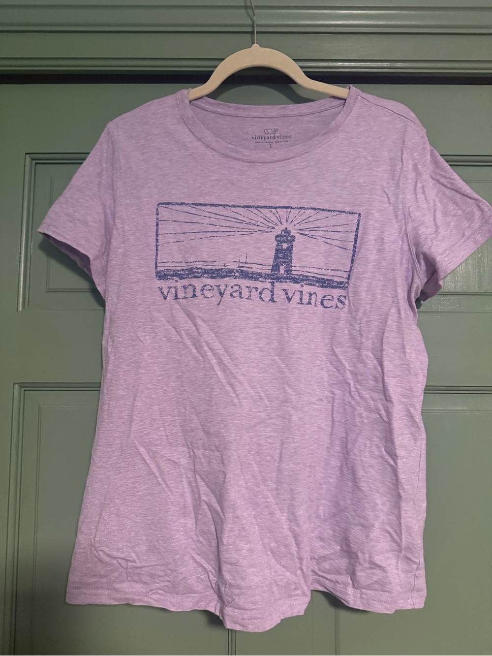 Vineyard Vines Lavender Short Sleeve Tee with Navy Lighthouse Logo